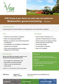 2023 VGR vacature Medewerker Groenvoorziening