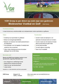 2023 VGR vacature Medewerker Voetbal en Golf complete tekst