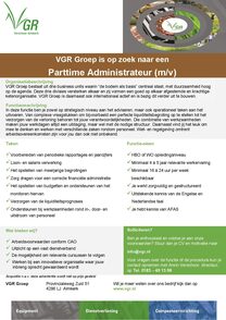 VGR vacature administrateur m-v